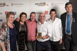 The team from Moa Beer celebrate their win