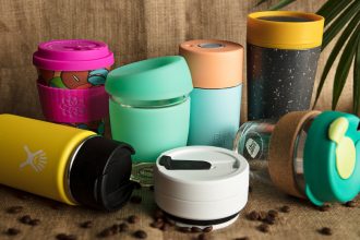 Reusable coffee cups.