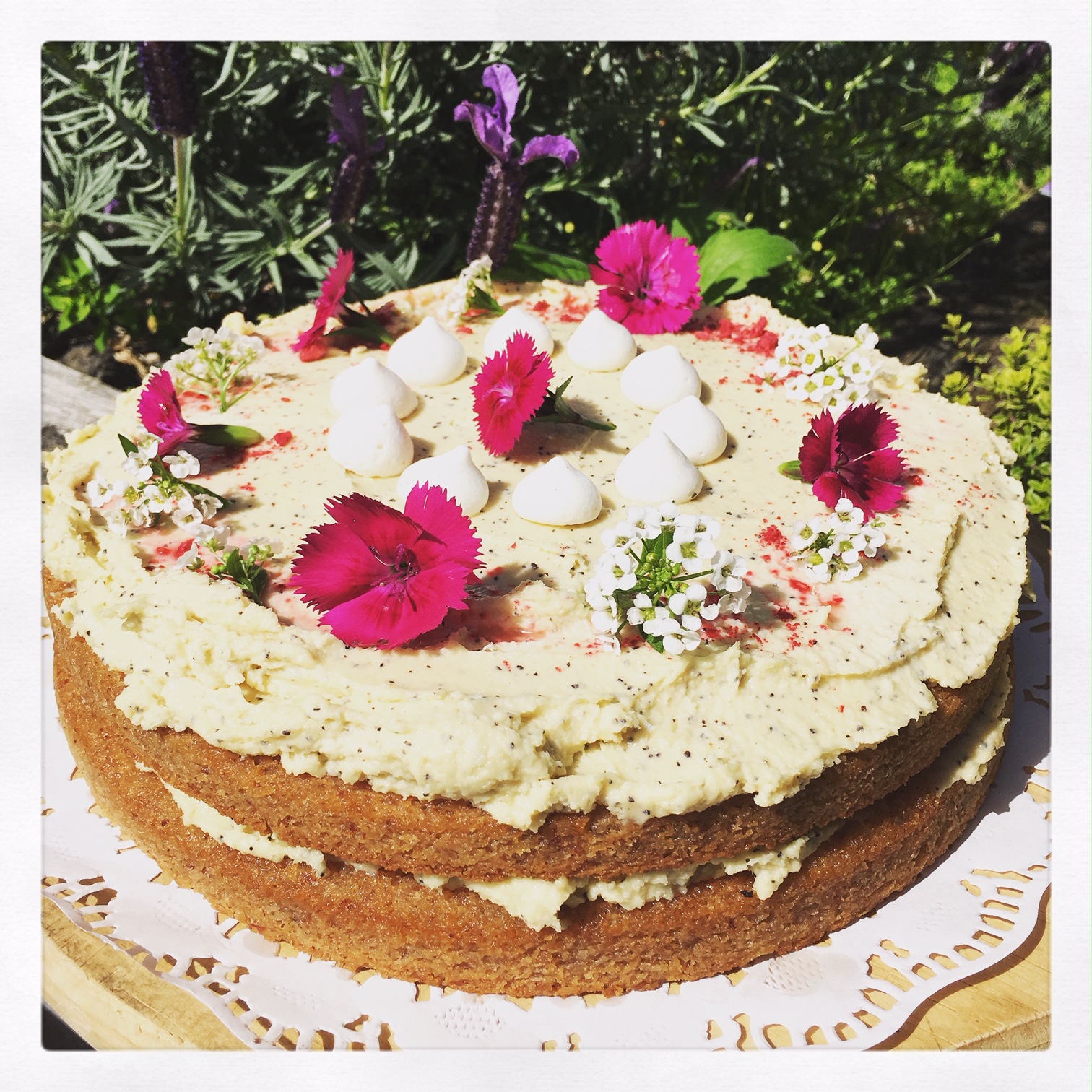 Lemon coconut cake with passionfruit frosting - No Grainer
