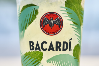 A close-up of a glass of Bacardi mojito