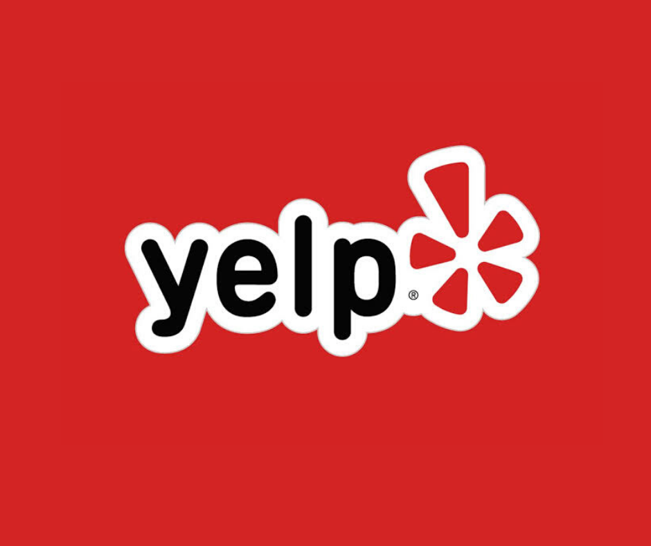 Yelp logo with red background