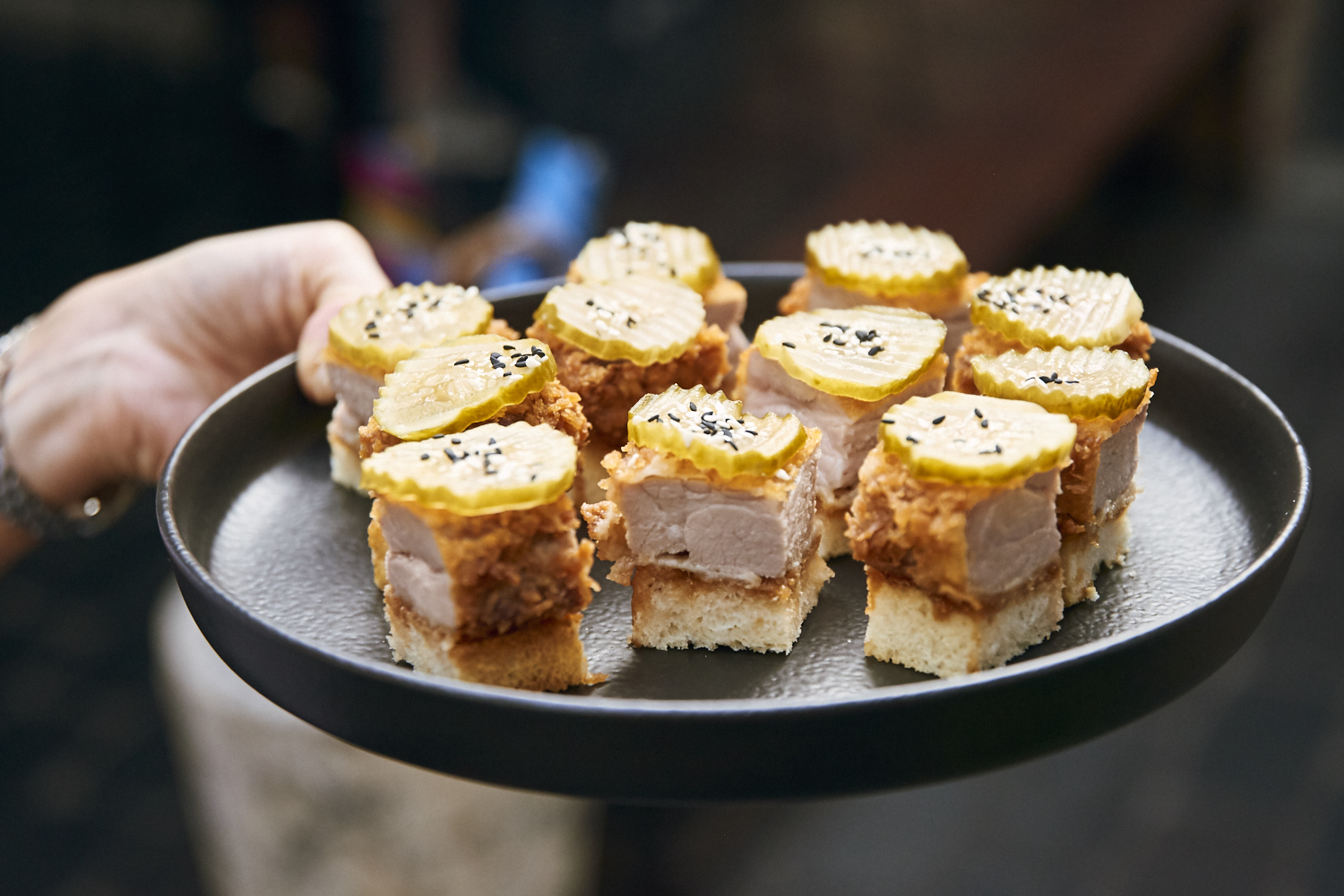 Crumbed pork sandwich, bulldog sauce, Bread & butter McClures pickle credit IVDM photography