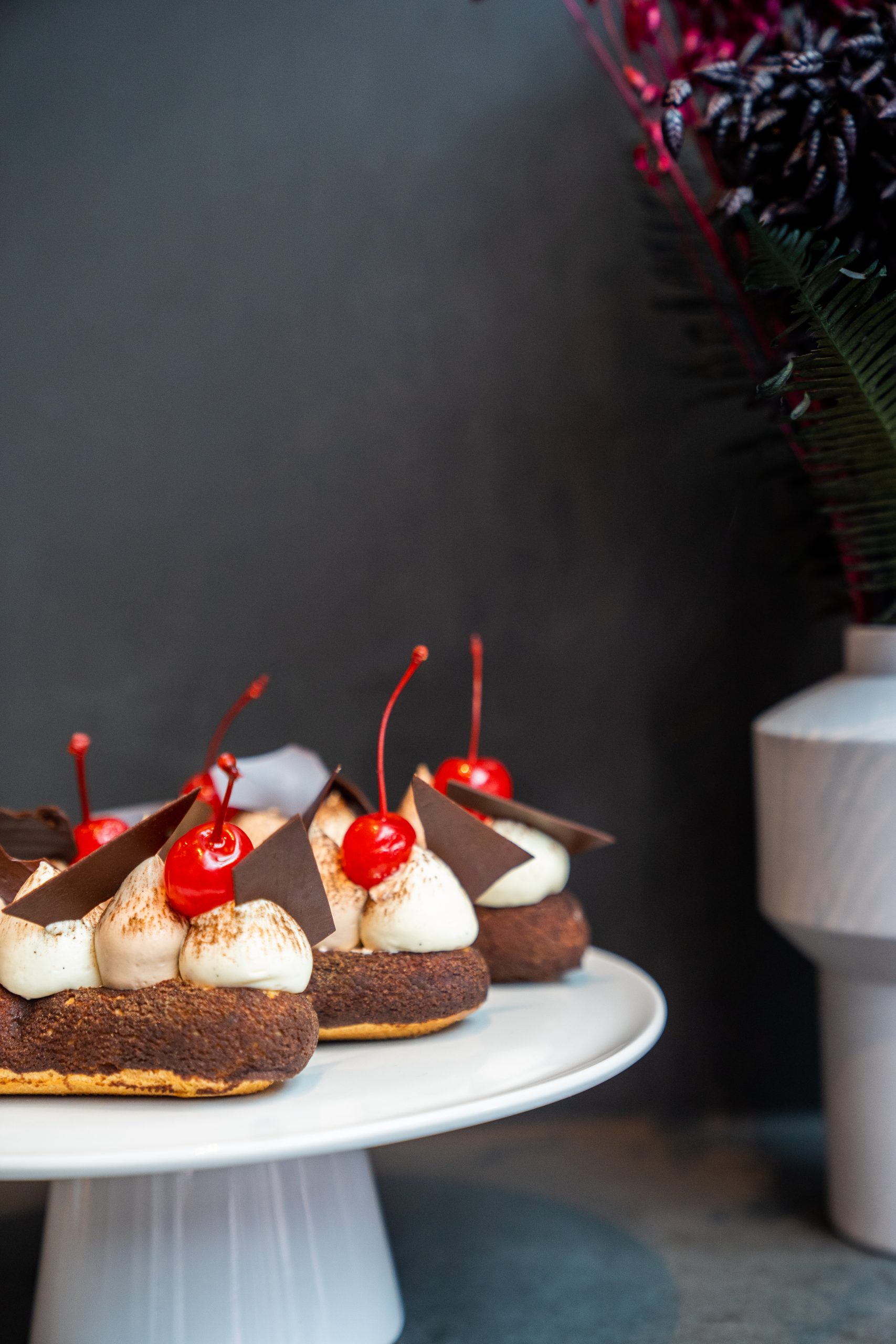 Black forest Eclairs Vanilla chantilly-choco cremeux-cherries and Kirsh