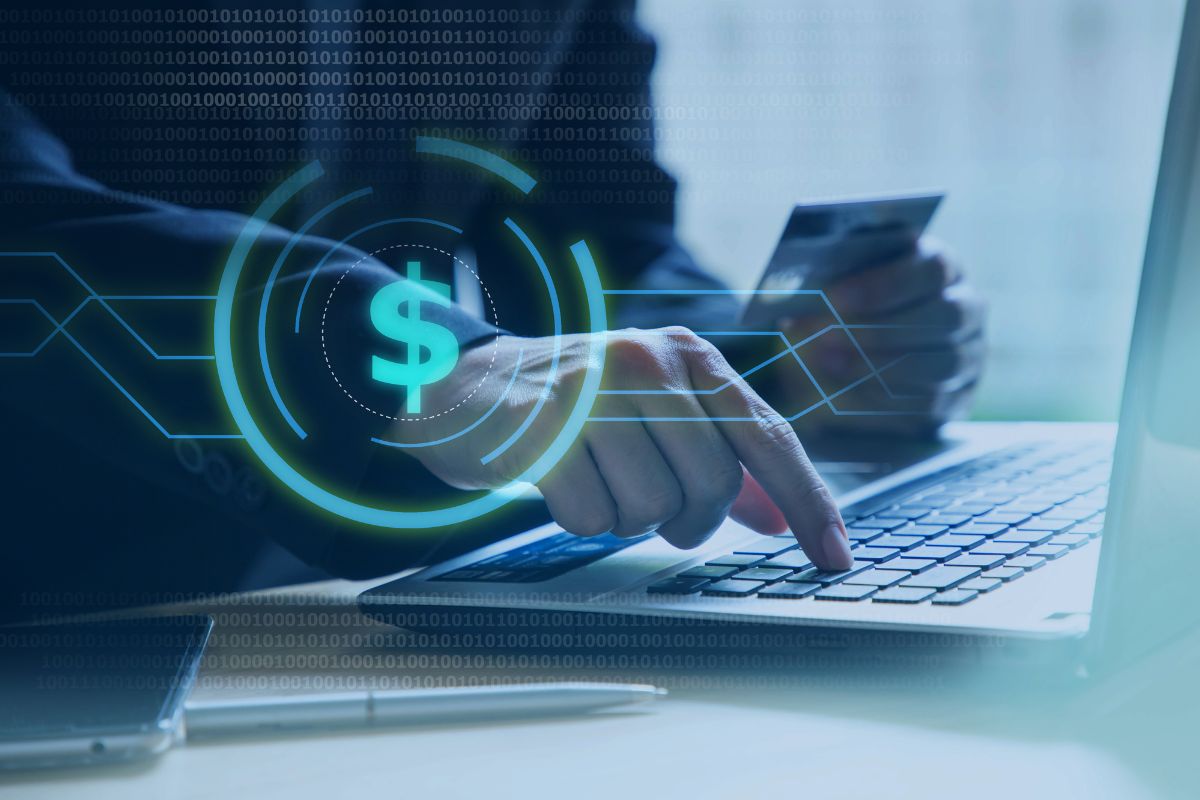credit card details being typed onto keyboard