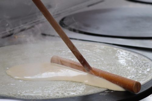 Crepe being cooked