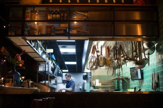 Open commerical kitchen in landscape image