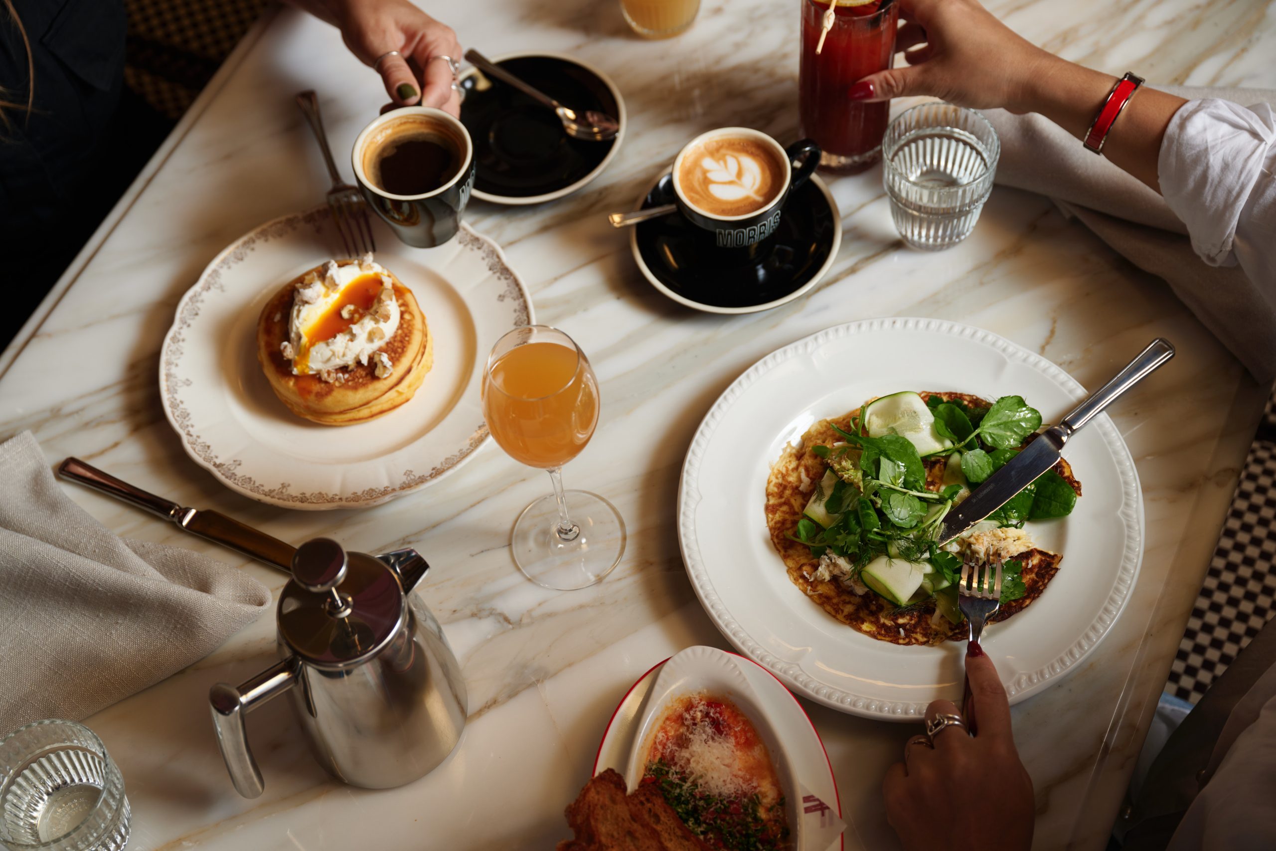 Table of food from birds eye view